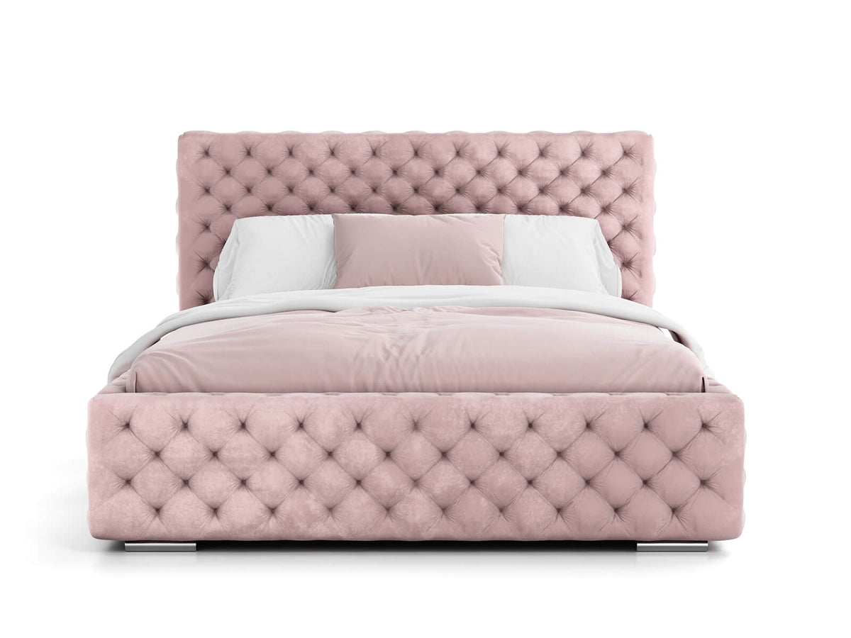 Rosé Chesterfield Bed — Handcrafted Glamour Tufted Bed