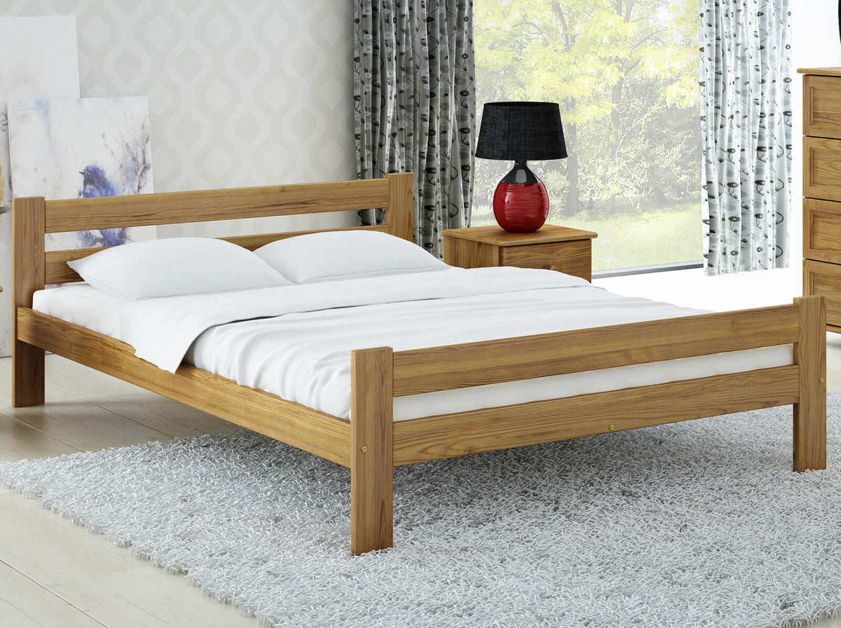 Rustica Oak Bed — Handcrafted Solid Pine Bed