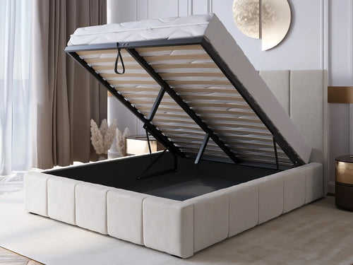 Bouclé Nube Bed — Handcrafted Upholstered Bed with Storage