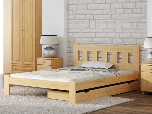 Klara Bed — Handcrafted Pine Bed with Storage Drawer