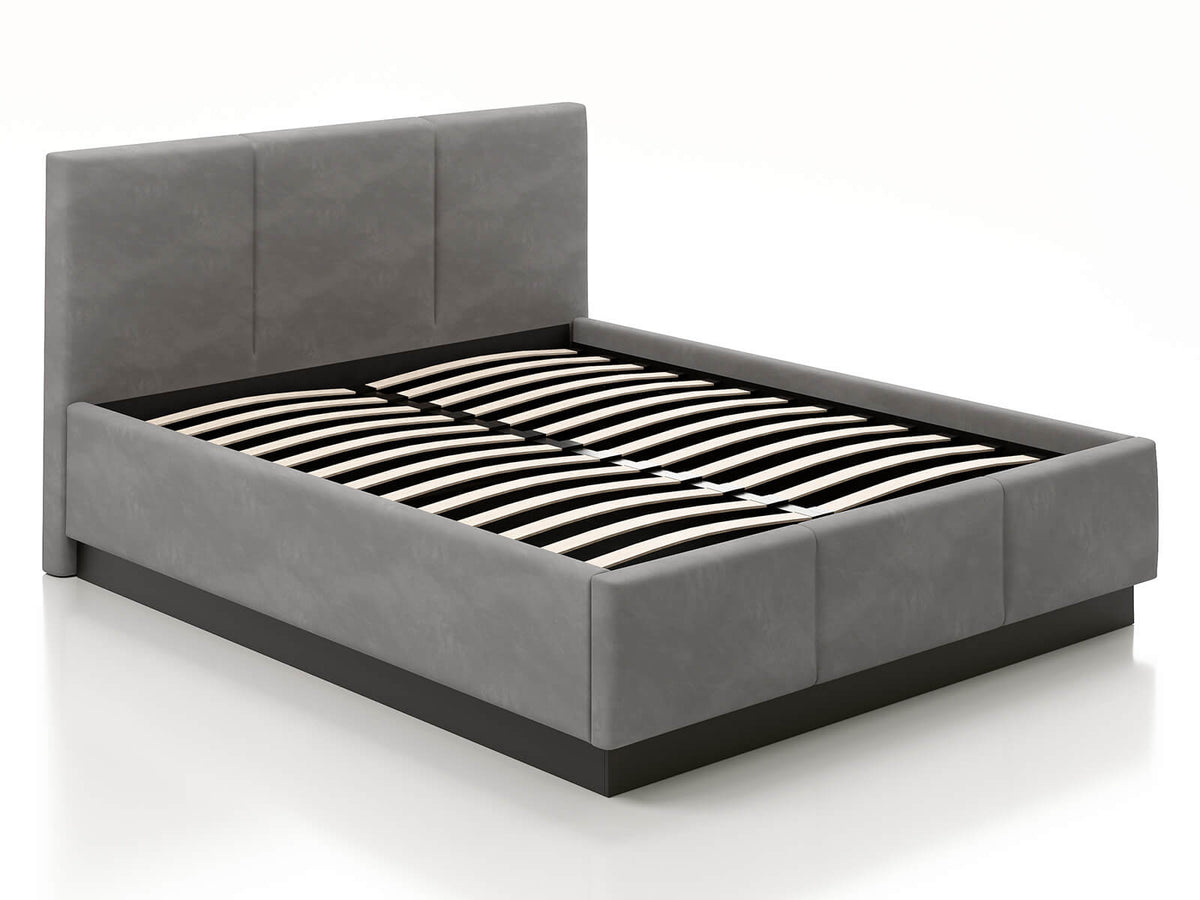 Grigio Bed — Handcrafted Upholstered Bed with Slatted Base