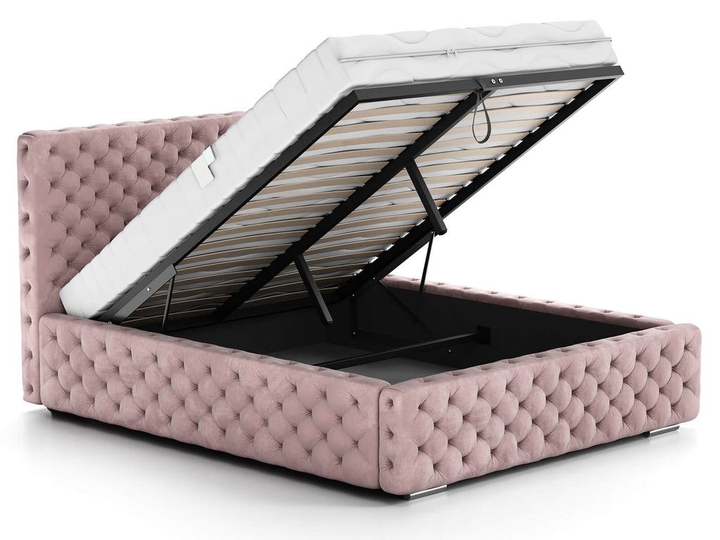 Rosé Chesterfield Bed — Handcrafted Glamour Tufted Bed