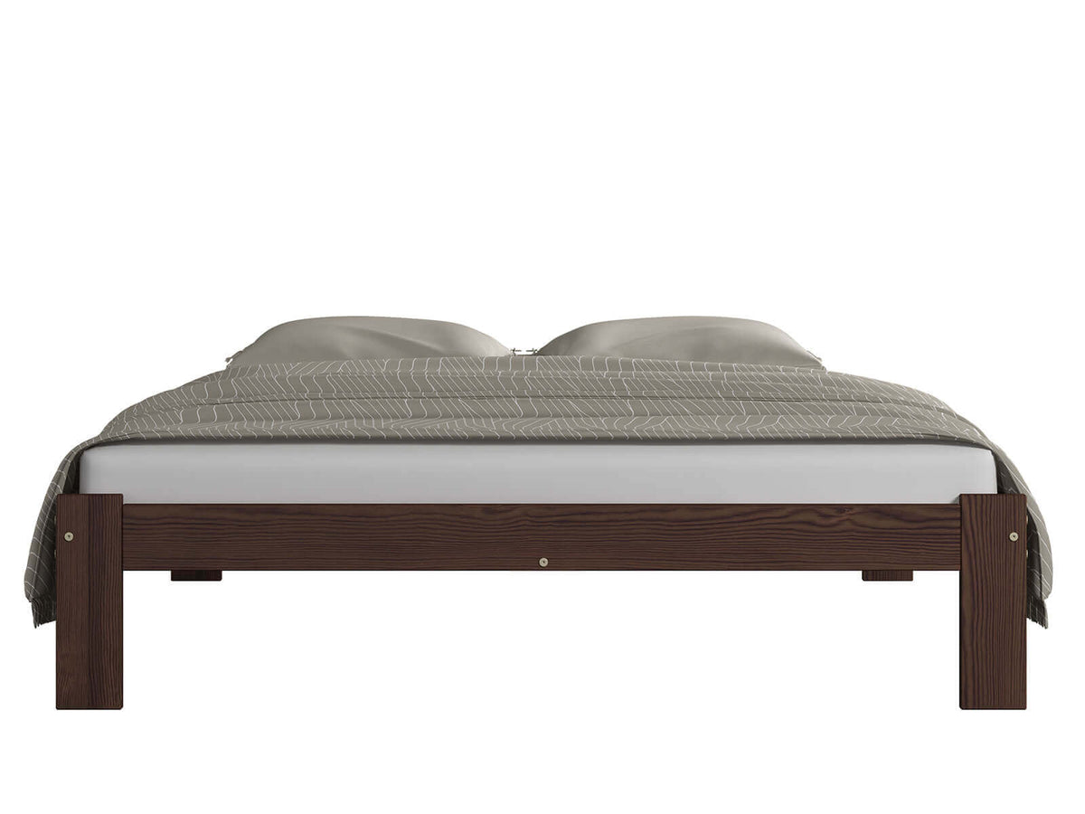Nordika Walnut Bed — Handcrafted Pine Bed without Headboard