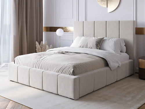 Bouclé Nube Bed — Handcrafted Upholstered Bed with Storage
