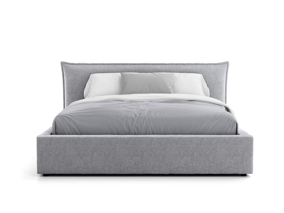 Lino Grey Bed — Handcrafted Upholstered Bed with Storage