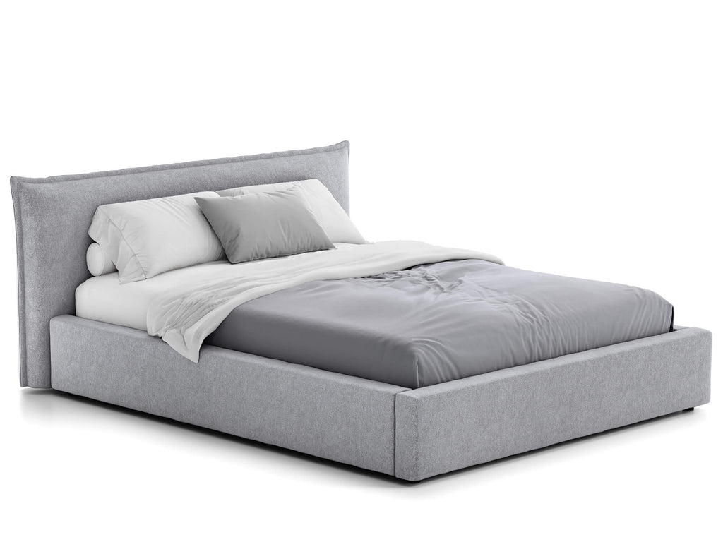 Lino Grey Bed — Handcrafted Upholstered Bed with Storage