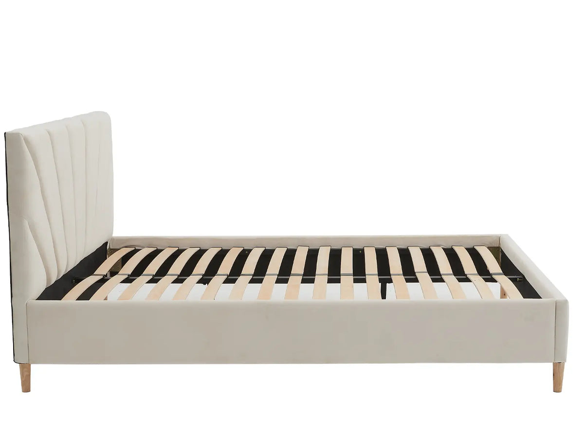 Solaris Bed — Handcrafted Upholstered Bed with Art Déco Headboard