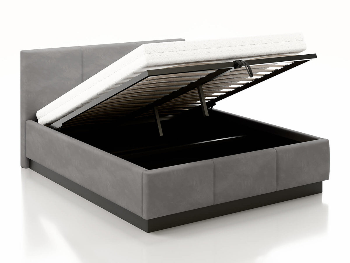 Grigio Bed — Handcrafted Upholstered Bed with Slatted Base