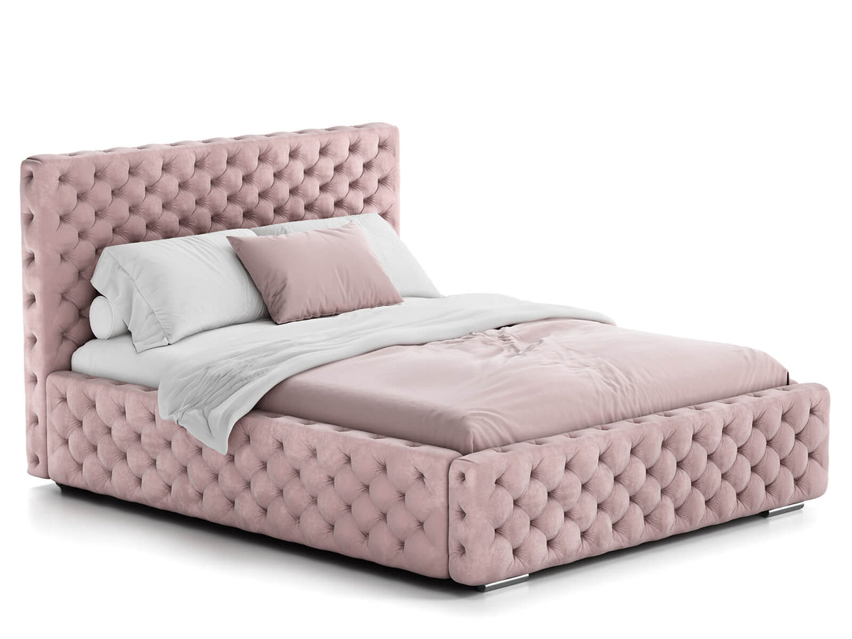 Rosé Chesterfield Bed — Handcrafted Glamour Tufted Bed
