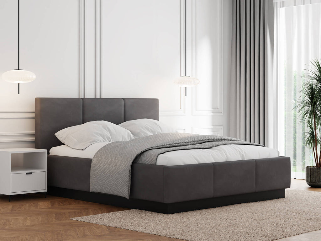 Grigio Bed — Handcrafted Upholstered Bed with Slatted Base
